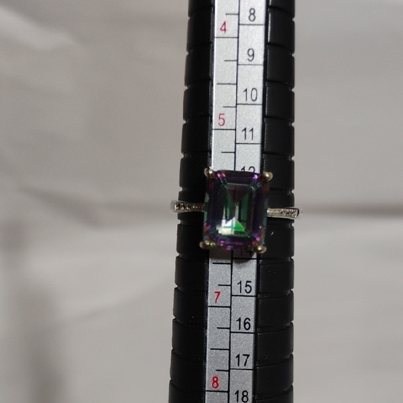 New 925 Sterling Silver Lab Mystic Topaz & Sapphire Ring Sz.6 - Picture 8 of 13